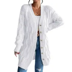 GENERICO - Chompa Mujer Hilo Invierno Botones 127G BRA-32 Color Blanco