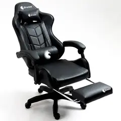 DREIZT - Silla Gamer Ergonómica Shine Series Negro Posapies Reclinable