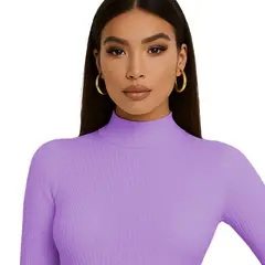 GENERICO - Polo Mujer Cafarena Manga Larga Rib Grueso Tic-13 Color Lila