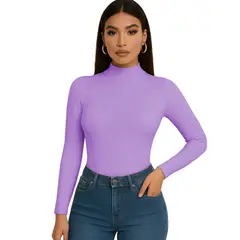 GENERICO - Polo Mujer Cafarena Manga Larga Rib Grueso Tic-13 Color Lila