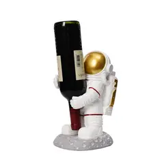 PANORAMA HOGAR - Portavino Astronauta Poliresina BlancoDorado 27CM