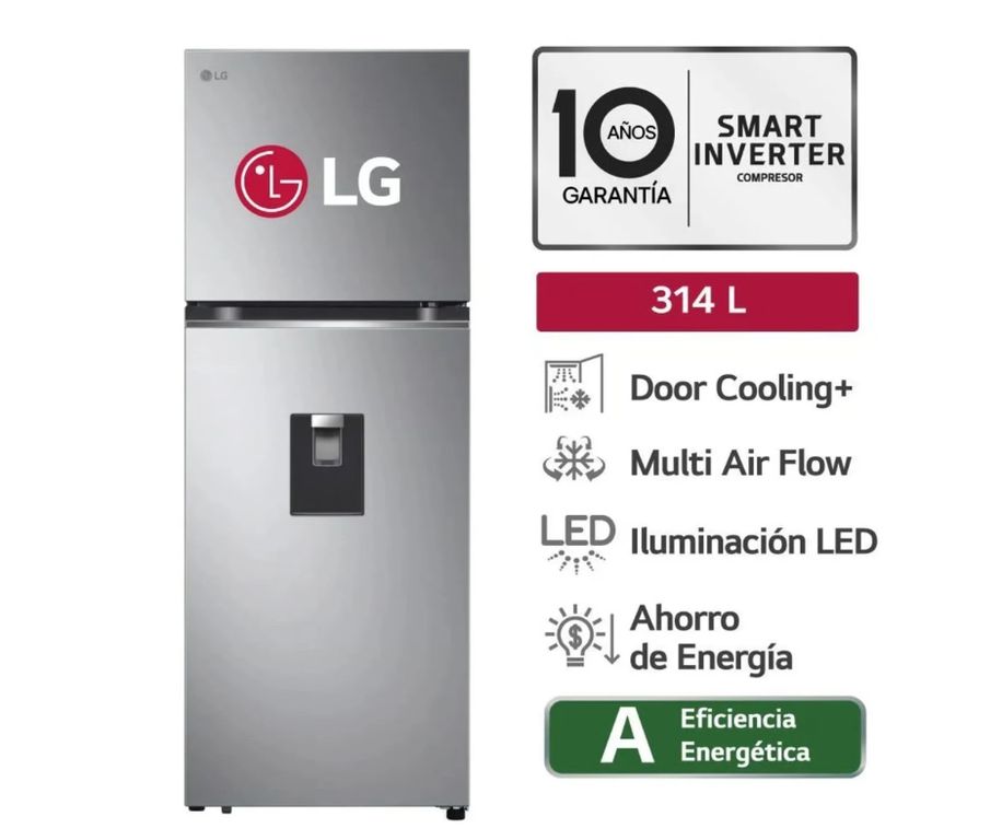 REFRIGERADORA TOP FREEZER NO FROST 314L GT31WPP DOOR COOLING PLATEADO