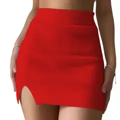 GENERICO - Minifalda Manga 35 Hilo Mujer Celeste Casual 359G-12 Color Rojo