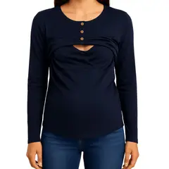 GENERICO - Polo de lactancia manga larga con botones