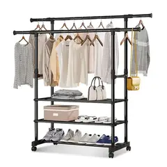 GENERICO - Perchero Pesado con 3 Niveles de Zapatera en Color Negro