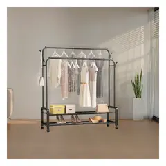 GENERICO - Pack2 Estante con Doble Colgador con Perchero en Tono Negro