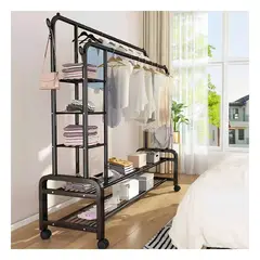 GENERICO - Pack2 Estante Colgador con Ruedas Negro Y+Regalo Stickers