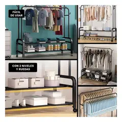 GENERICO - Pack4 Estante Colgador con Ruedas Negro Y+Regalo Stickers