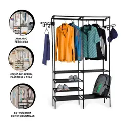 GENERICO - Pack4 Guardaropa de 2 Columnas para Dormitorio en Negro
