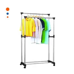 GENERICO - Estante con Barra Doble y Resistente en Color Plateado