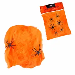GENERICO - Halloween tela de araña paquete 300 grs Naranja