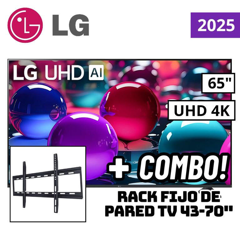 TELEVISOR 65 SMART TV THINQ AI WEBOS HUB 4K UHD LED 2025 - 65UA7300PSB + RACK FIJO