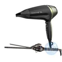 REMINGTON - Combo Secador Shine Therapy D13A y Rizador Kemei de 9mm