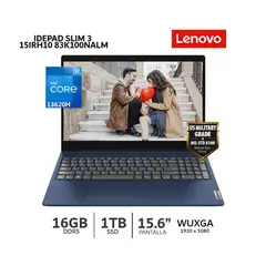 LENOVO - Laptop Ideapad SLIM 3 15IRH10 Intel Core i7-13620H 16GB 1TB SSD 15.6" Free Dos