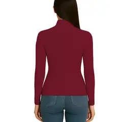 GENERICO - Polo Mujer Cafarena Manga Larga Rib Grueso Tic-13 Color Guinda