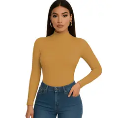GENERICO - Polo Mujer Cafarena Manga Larga Rib Grueso Tic-13 Color Mostaza