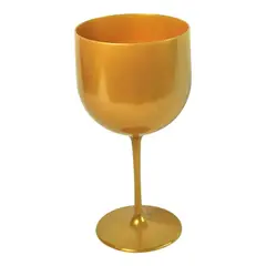 GENERICO - 4 COPAS ACRÍLICAS DORADAS PARA VINO CÓCTELES FIESTAS EVENTOS Y BRINDIS