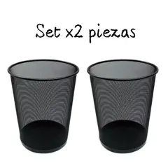 GENERICO - PAPELERA X2 UND TACHO DE OFICINA METALICO EN NEGRO