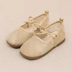GENERICO - Zapatos de Encaje para Niña con Moño Elegante Khaki