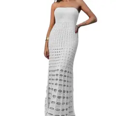 GENERICO - Vestido Mujer Hilo Maxi Bombas G359-35 Color Perla