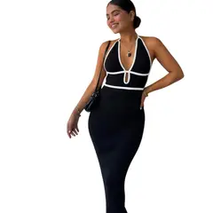 GENERICO - Vestido Hilo Americano Zoe Platillado 468G Ane-30 Color Negro