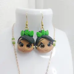 GENERICO - SET NIÑA DE ARETES + COLLAR TIANA - ACCESORIOS DANIELA SAC