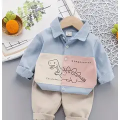 GENERICO - Camisa de dinosaurio y pantalón casual para niños