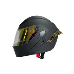 XTREME - CASCO ABATIBLE NEGRO VISOR DIA Y NOCHE DORADO XL