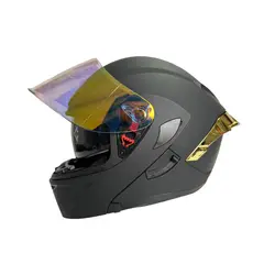 XTREME - CASCO ABATIBLE NEGRO VISOR DIA Y NOCHE DORADO L