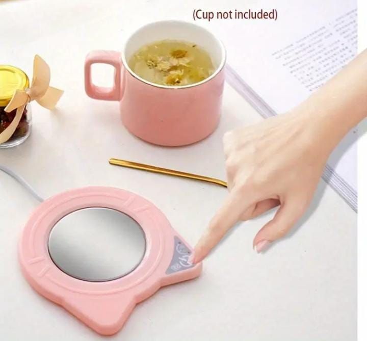 CALENTADOR DE TAZAS COLOR ROSADO MODELO GATITO - SOLO LA BASE