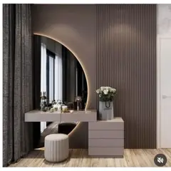 TU MESITA - Tocador Flotante Capri Espejo Retroiluminado Revestimiento Pared Taupe