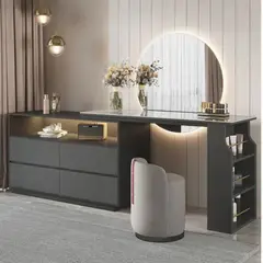 TU MESITA - Tocador más Cómoda Moderno Adella 4 Cajones NegroPlomo