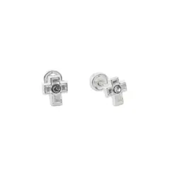 SANTORAL - Aretes Cruz Mini - Plata