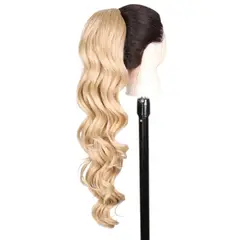 GENERICO - EXTENSIONES DE COLA DE FIBRA FUTURA ONDAS ROMANTICAS DE 71CM DE LARGO Y 180GR CON 2 CLIP Y LIGA AJUSTABLE - RUBIO CLARO