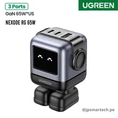 UGREEN - Cargador Carga Rápida GaN 65W 3-Port PD - Space Gray