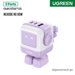 UGREEN - Cargador Carga Rápida GaN 65W 3-Port PD - Purple