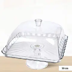 ICHIMATSU - Porta Torta de Acrilica Cuadrada con Tapa 30 cm