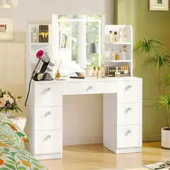 MUEBLES CRISOSTOMO - Tocador de Maquillaje Luz Led Blanco 110cm
