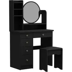 MUEBLES CRISOSTOMO - Tocador de Maquillaje Melamina Negro 80cm