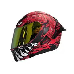 GENERICO - CASCO MOTO ABATIBLE XTREME ROJO VISOR ORO TALLA XL