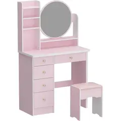 MUEBLES CRISOSTOMO - Tocador de Maquillaje Melamina Rosa 80cm