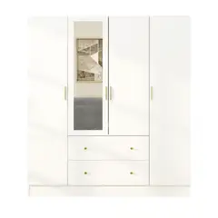 MUEBLES CRISOSTOMO - Ropero de Melamina con Espejo Blanco 160cm