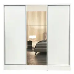MUEBLES CRISOSTOMO - Ropero Closet de Melamina con Espejo Blanco 200cm