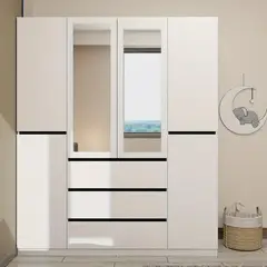MUEBLES CRISOSTOMO - Ropero de Melamina Moderno Blanco 160cm