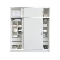 MUEBLES CRISOSTOMO - Ropero de Melamina Moderno Blanco 200cm