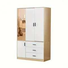MUEBLES CRISOSTOMO - Ropero de Melamina con Espejo Malva 108cm