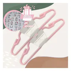 GENERICO - Pack12 Colgador Compacto 20x41cm en Rosado Y+Regalo Stickers