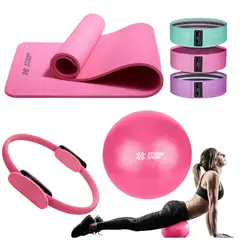 XTREME SPORT - Equipo de Pilates para Entrenamiento Pelota 25 cm+ Aro +Mat y Bandas