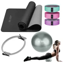 XTREME SPORT - Equipo de Pilates para Entrenamiento Pelota 25 cm+ Aro +Mat y Bandas