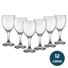 NADIR - Copa Vino Tinto Windsor 250ml Vidrio Set de 12 Piezas